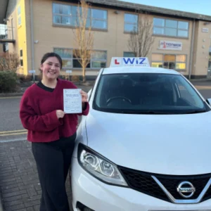 Wiz Driving School Manchester student celebrates passing driving test first time
