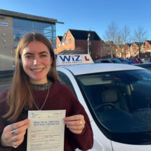 Female student passes driving test with Wiz Driving School Manchester
